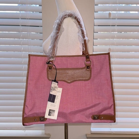 NWT Rebecca Minkoff Pink Canvas With Leather Trim Diamond Tote Size O/S - Picture 4 of 12